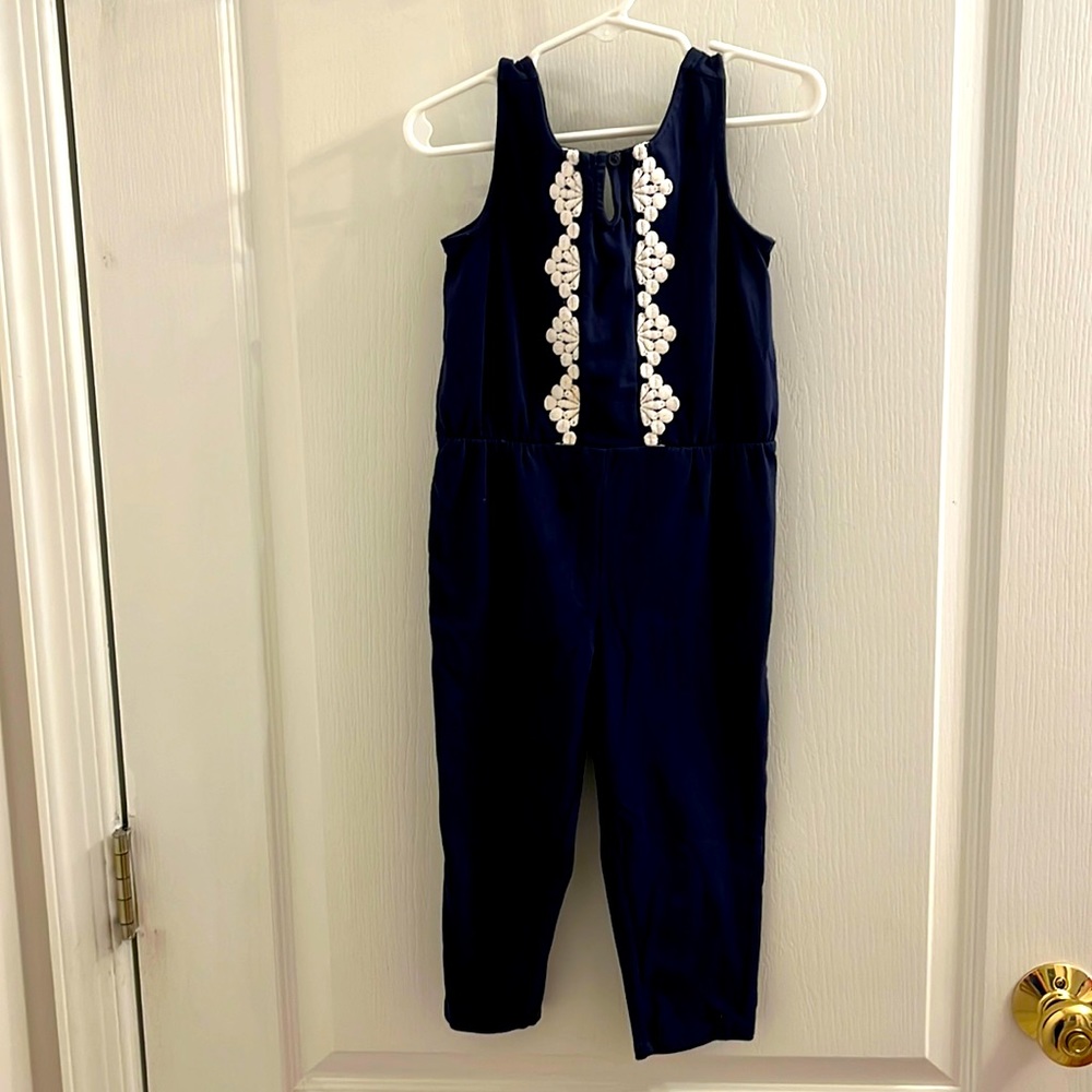Janie and Jack SZ 3 navy and white pant romper! Worn once, excellent condition!
